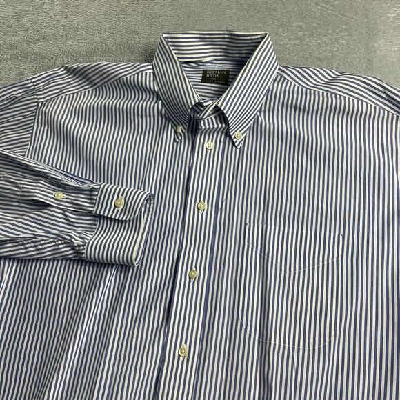 Gitman Bros Vintage Blue‎ Striped Oxford Button Down Shirt 17.5 34 Made in USA - Picture 1 of 9
